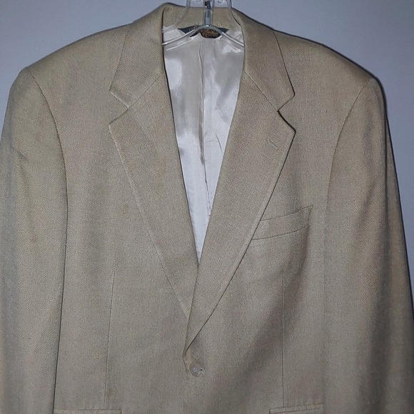 Brooks Brothers Men's Blazer 41R‎ Tan 100% SilkSuit Coat Jacket Classic